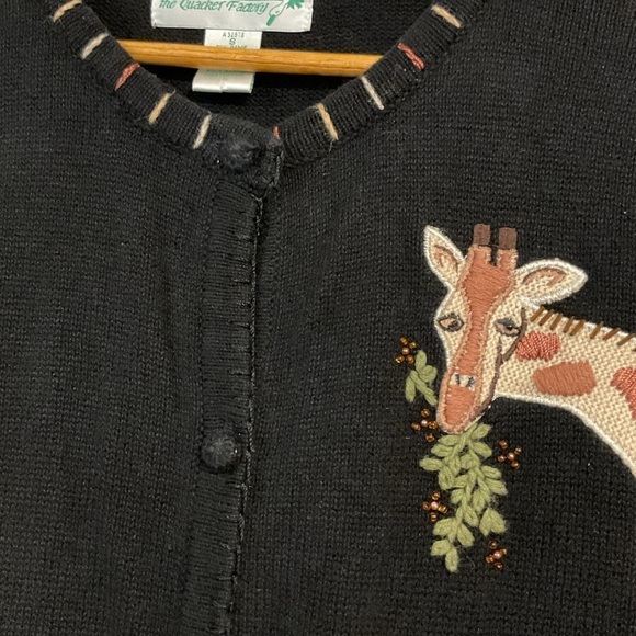 Vintage Cardigan Black Giraffe Sweater Beaded button down Giraffe knit patchwork - Picture 7 of 7